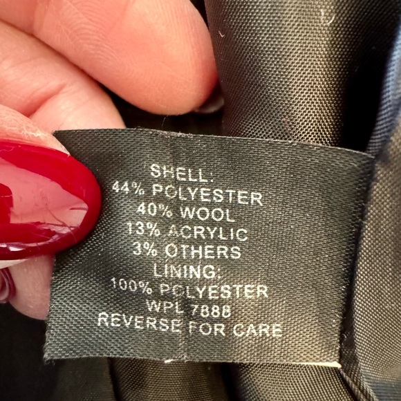 Ann Klein Wool Blend Black and White Plaid Belted Trench Coat - Picture 5 of 7